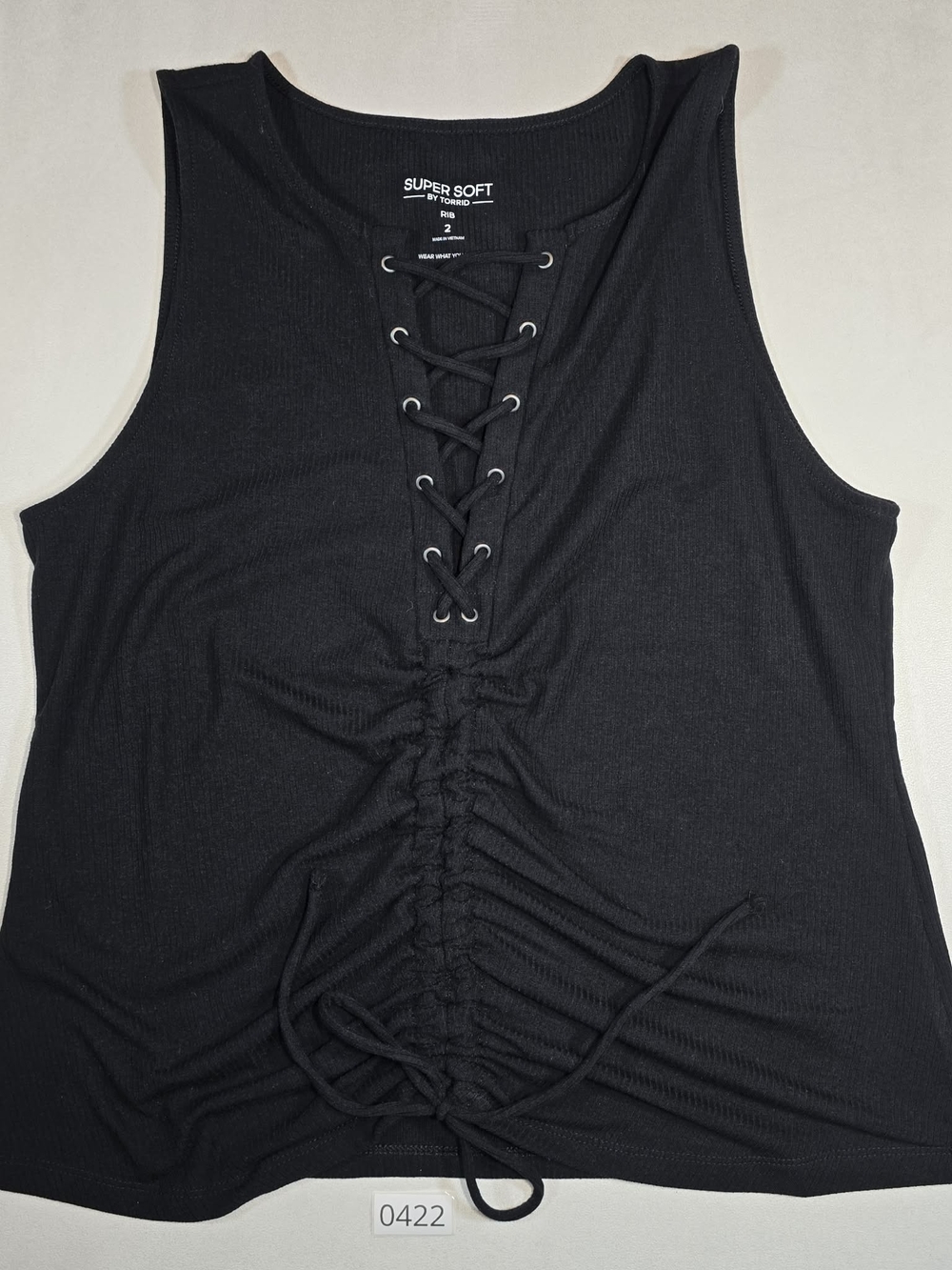 Torrid Black Lace-Up Ruched Tank Size 2 (2XL)